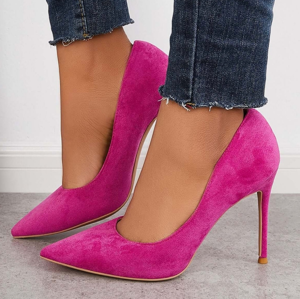 Olivia Fuschia Pink Faux Suede Pumps NEW